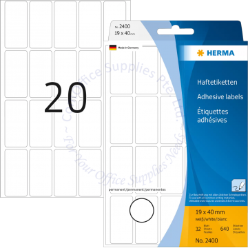 HERMA LABEL #2400 19x40MM WHITE