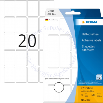 HERMA LABEL #2430 22x32MM WHITE