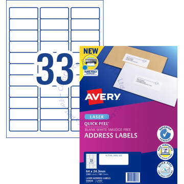 AVERY ADDRESS LABELS L7157-100 64x24.3MM