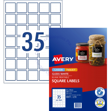 AVERY GLOSSY SQUARE LABELS L7119-10 35x35MM