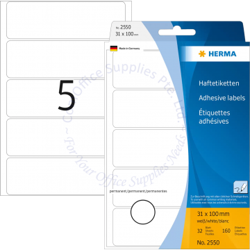 HERMA LABEL #2550 32x100MM WHITE