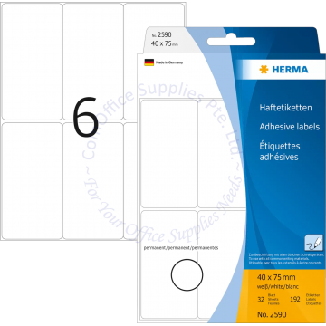 HERMA LABEL #2590 40x75MM WHITE