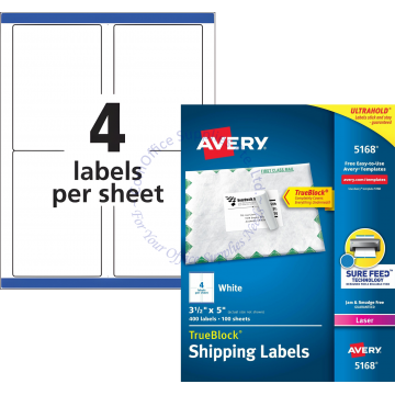 AVERY SHIPPING LABELS 5168 3.5x5" (100s)