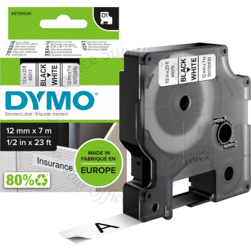 DYMO D1 TAPE 12MM 45013 BLACK/WHITE