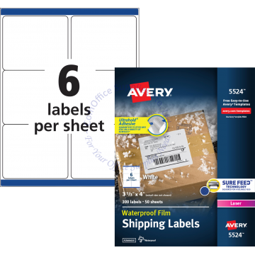 AVERY WEATHERPROOF SHIPPING LABELS 5524 3-1/3x4" (50s)