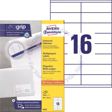 AVERY ZWECKFORM MULTIPURPOSE LABELS 3423 105x35MM