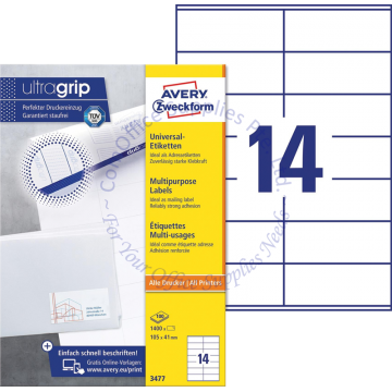 AVERY ZWECKFORM MULTIPURPOSE LABELS 3477 105x41MM