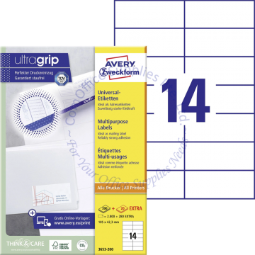 AVERY ZWECKFORM MULTIPURPOSE LABELS 3653 105x42.4MM