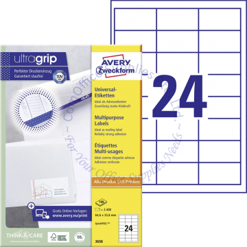 AVERY ZWECKFORM MULTIPURPOSE LABELS 3658 64.6x33.8MM
