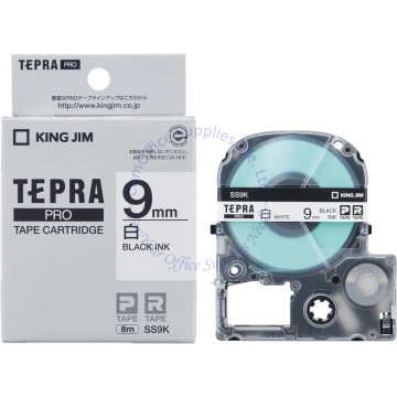 KING JIM TEPRA PRO TAPE SS9K 9MMx8M BLACK/WHITE