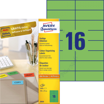 AVERY ZWECKFORM COLOUR ORGANISING LABELS 3454 105x37MM GREEN