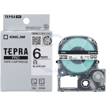 KING JIM TEPRA PRO TAPE SS6K 6MMx8M BLACK/WHITE