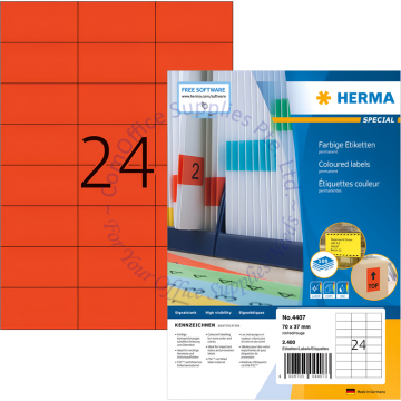HERMA LABEL #4407 70x37MM RED