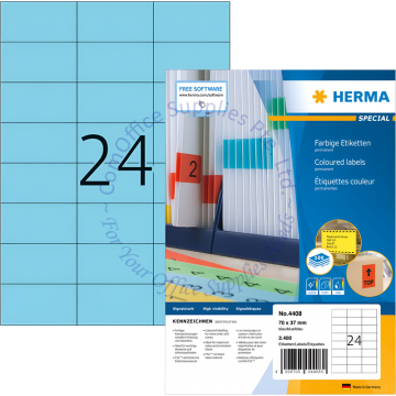 HERMA LABEL #4408 70x37MM BLUE