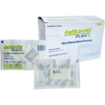 ASGUARD FLEX+ NON-WOVEN ISLAND DRESSING 8.25x6CM (50s)