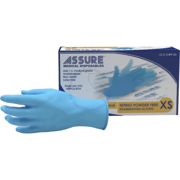 ASSURE SOFT NITRILE POWDER-FREE GLOVES (100s) BLUE - XS