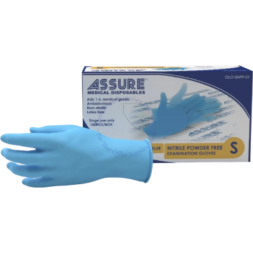 ASSURE SOFT NITRILE POWDER-FREE GLOVES (100s) BLUE - S