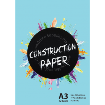 CONSTRUCTION PAPER A3 120G (40s) - ASSORTED COLORS