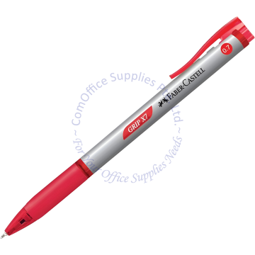 FABER CASTELL GRIP X7 RETRACTABLE BALL PEN #547422 0.7MM RED