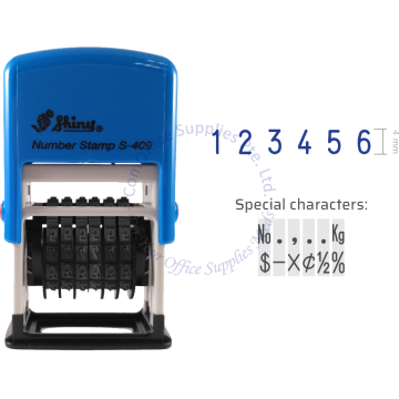SHINY SELF INKING 6-BAND NUMBER STAMP S-409 04MM