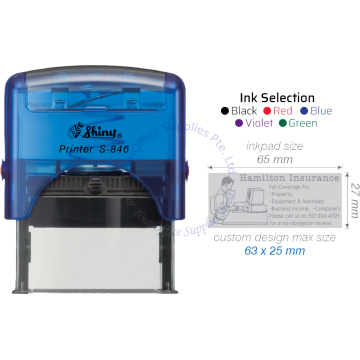 SHINY SELF INKING STAMP W/RUBBER S-846 27x65MM