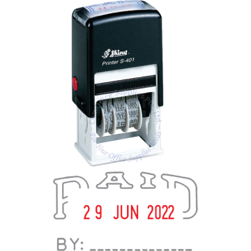 SHINY SELF INKING STAMP W/DATE S-401 PAID