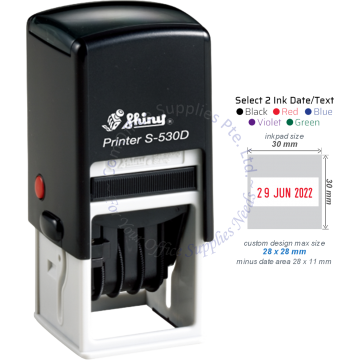 SHINY SELF INKING STAMP W/DATE W/RUBBER S-530D 32x32MM