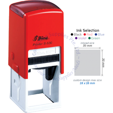 SHINY SELF INKING STAMP W/RUBBER S-530 32x32MM