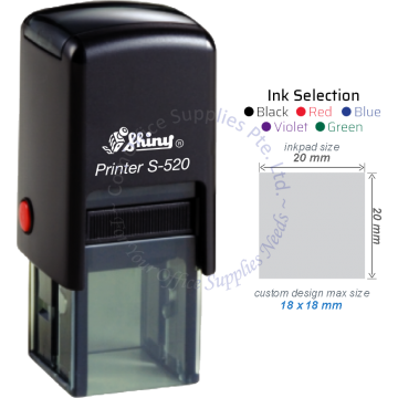 SHINY SELF INKING STAMP W/RUBBER S-520 20x20MM