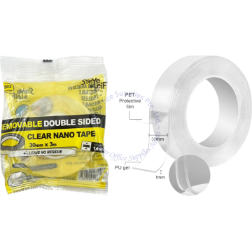 STEVE & LEIF DOUBLE SIDED REMOVABLE CLEAR NANO TAPE SL-4503 30x1MMx3M