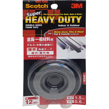 3M SCOTCH SUPER HEAVY DUTY DOUBLE SIDED FOAM TAPE KKD-12 12MM (0.5") x 1.5M
