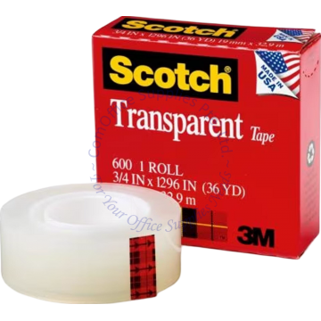3M TRANPARENT TAPE 600 18MM (0.75") x 36YDS