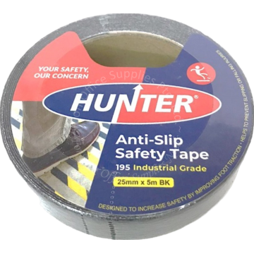 HUNTER ANTI-SLIP SAFETY FLOOR TAPE #195 24MM (1") x 5M BLACK
