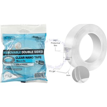 STEVE & LEIF DOUBLE SIDED REMOVABLE CLEAR NANO TAPE SL-4530 18x1MMx3M