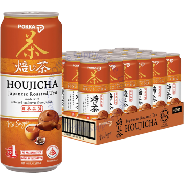 POKKA CAN DRINKS (300MLx24s) - HOUJICHA JAPANESE ROASTED GREEN TEA