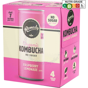 REMEDY ORGANIC KOMBUCHA (250MLx4s) - RASPBERRY LEMONADE