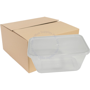 DISPOSABLE PLASTIC RECTANGULAR CONTAINER +LID (50s x 10PKT) 144x114x50MM