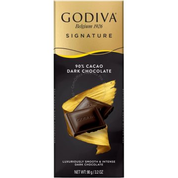 GODIVA SIGNATURE CHOCOLATE BAR 90G - 90% DARK CHOCOLATE