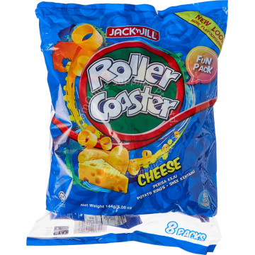 JACK 'N JILL ROLLER COASTER FUN PACK 144G (18Gx8s) - CHEESE