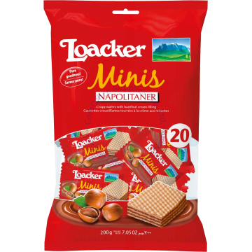 LOACKER CLASSIC MINI CRISPY WAFERS (10Gx20s) - NAPOLITANER (HAZELNUT)