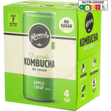REMEDY ORGANIC KOMBUCHA (250MLx4s) - APPLE CRISP