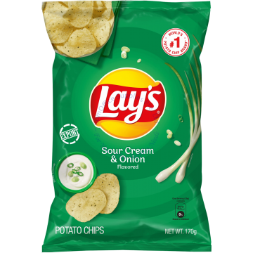 LAY'S POTATO CHIPS 170G - SOUR CREAM & ONION