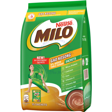 MILO CHOCOLATE MALT DRINK POWDER W/MILK - GAO KOSONG (SACHET) (33Gx15s)