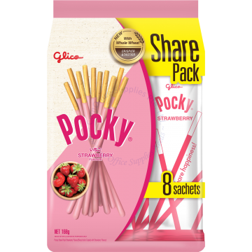 GLICO POCKY BISCUIT STICKS (21Gx8s) - STRAWBERRY